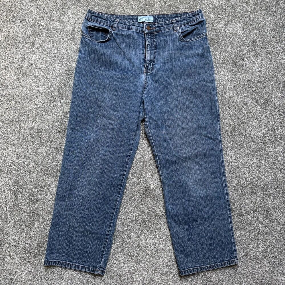 Kim Rogers Petite Womens Straight Leg Blue Jeans Med Vintage Wash Denim Sz 14P S